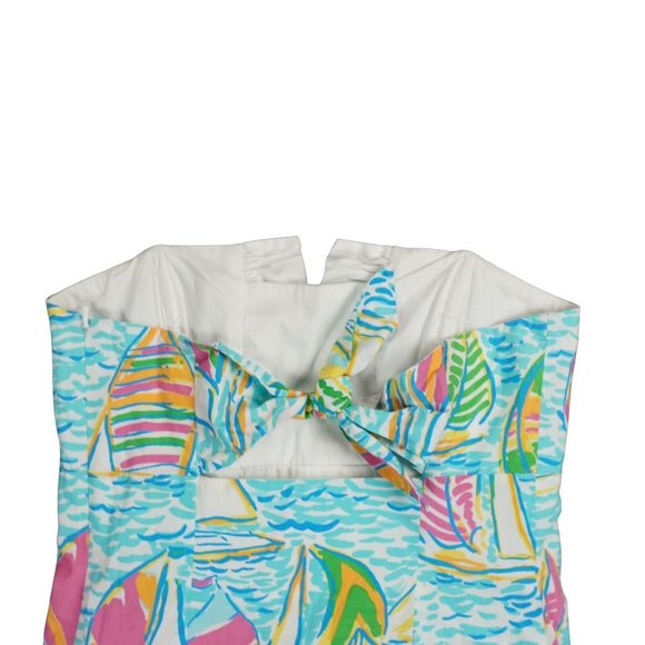 Lilly Pulitzer Dress Size 0 You Gotta Regatta Sailboats Strapless Franco Dress - Picture 12 of 13